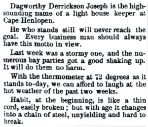 Local intelligence excerpt, Delaware County Daily Times (Chester, PA), July 16, 1878