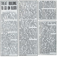 Treat Building to Go On Block The Morning News (Wilmington, DE), Wed, Dec 1, 1954